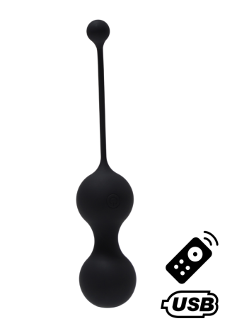 MINA Noir, Boules de Geisha en silicone médical USB avec télécommande - BQ130BLK